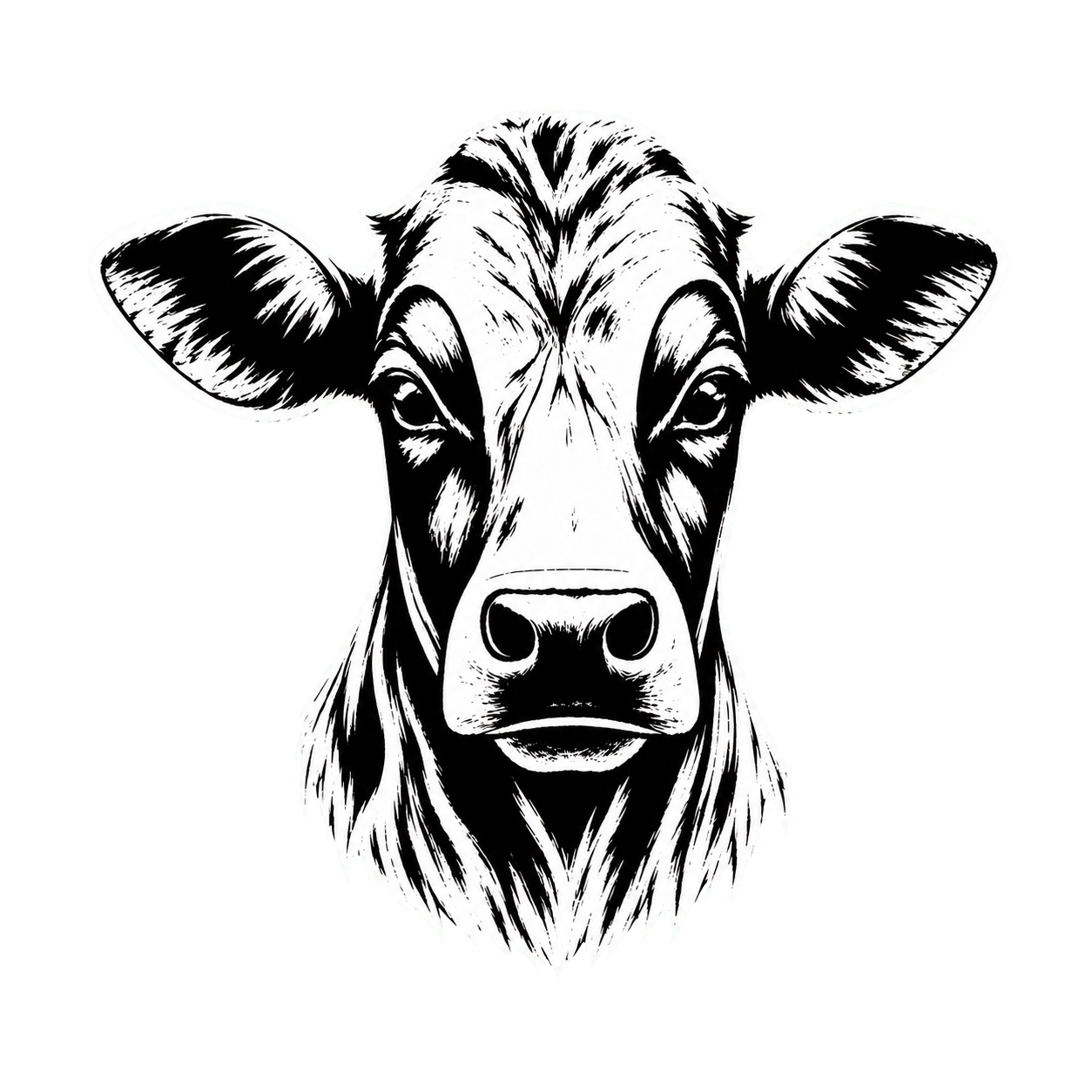 Black and white All Heart cow artwork